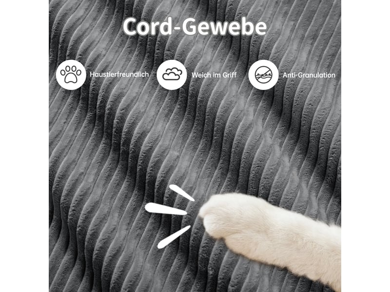  Canapé d'angle 4 places en velours côtelé gris, modulable sans montage pour salon et bureau  - Conforama R
