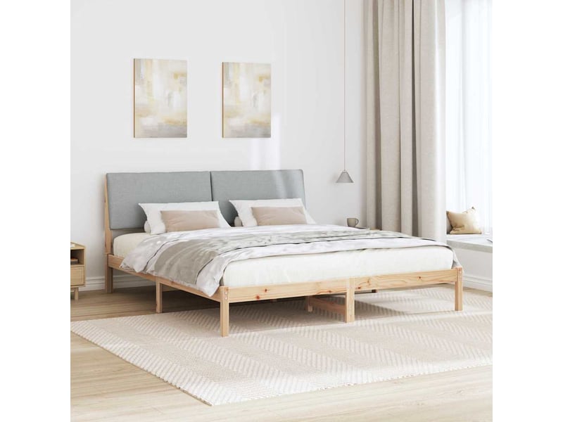  Lit double- lit adulte -  cadre de lit avec tête de lit marron et gris clair 200 x 200 cm  - Conforama C