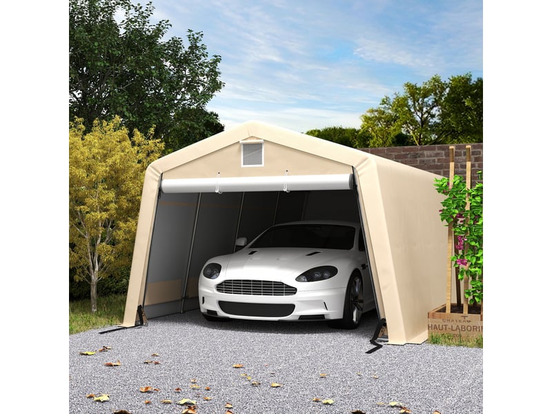  Tente garage carport dim. 6,2l x 3,3l x 2,4h m acier galvanisé robuste pe haute densité 150 gm² imperméable anti-uv  - Conforama D