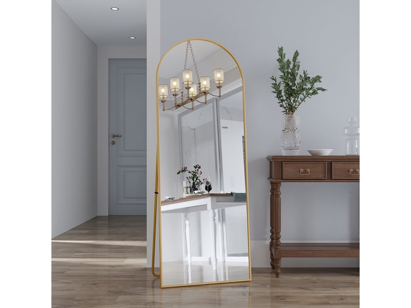 Grand miroir muralpied arche doré 162x53cm - cadre aluminium trempé - design élégant &amp; moderne  - Conforama B