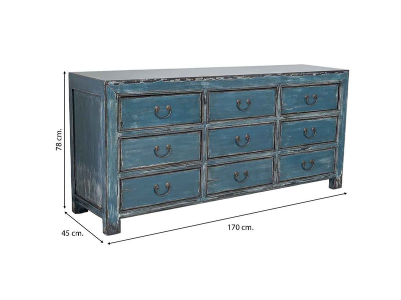  Buffet en bois bleu 170x45x78 cm h  - Conforama C