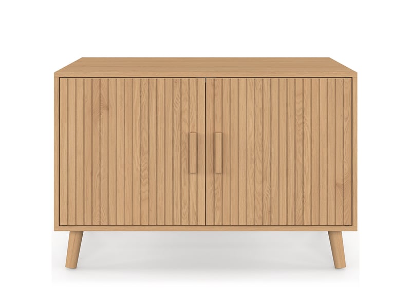Maison de toilette chat cache-litière juliette avec doubles portes lattes tasseau bois coloris chêne  - Conforama C