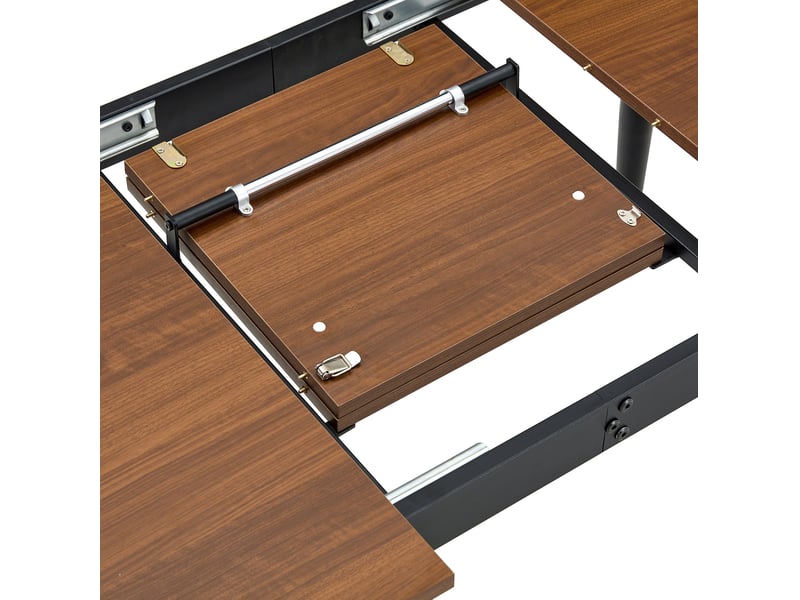  Table à manger, 6 à 8 places style industriel et foncé pour 8 personnes, plateau mdf, piètement métal, coloris marron  - Conforama E
