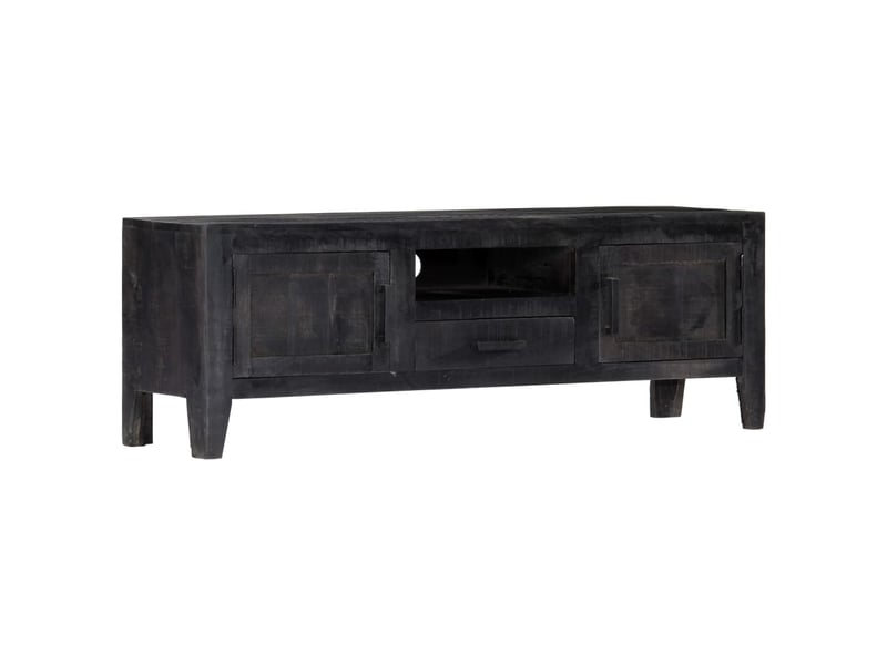 Meuble tv moderne noir 118x30x40 cm bois de manguier massif  - Conforama B