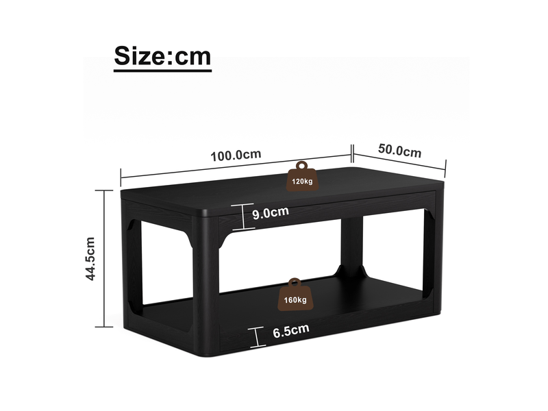  Table basse 100 x 50 x 44,5 cm en mdf à deux niveaux noire chicfurn  - Conforama D