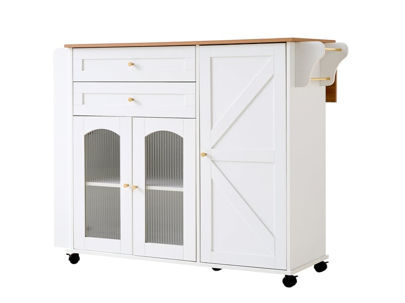 Îlot de cuisine mobile 110 cm avec plateau rabattable et rangement homvra - Conforama A