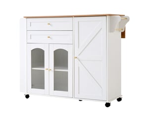 Îlot de cuisine mobile 110 cm avec plateau rabattable et rangement homvra