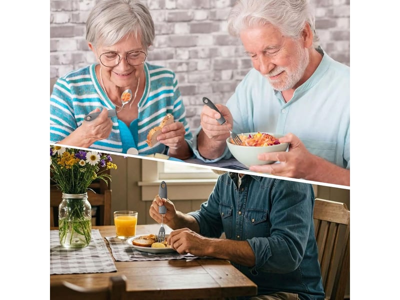  4 pièces couverts de parkinson en acier inoxydable avec sac de rangement, couverts à manche épaissi, couverts pour seniors handicapés arthrite patient SRL-FR09459 - Conforama D