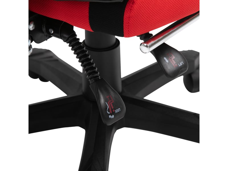  Fauteuil gaming ergonomique réglable avec repose-pieds – noirrouge – 58×72×112–122 cm – bureau et gaming  - Conforama E