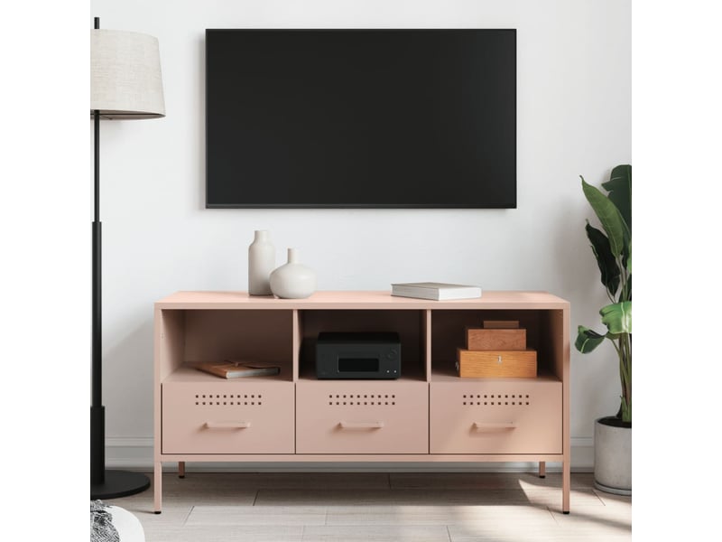 Meuble tv - banc tv - meuble de rangement rose 100,5x39x50,5 cm acier  - Conforama C