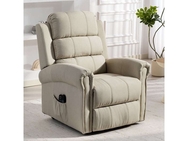  Fauteuil releveur électrique avec fonction massage et chauffage, 87.5x87x108cm, beige  - Conforama C