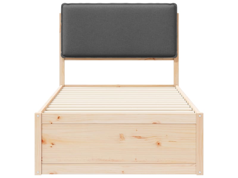  Lit simple- lit adulte -  cadre de lit avec tête de lit rembourrée gris foncé 80 x 200 cm  - Conforama D