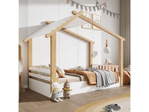 Lit cabane 90x200 cm <strong>NAHILIMI</strong>  <strong></strong> coloris blanc