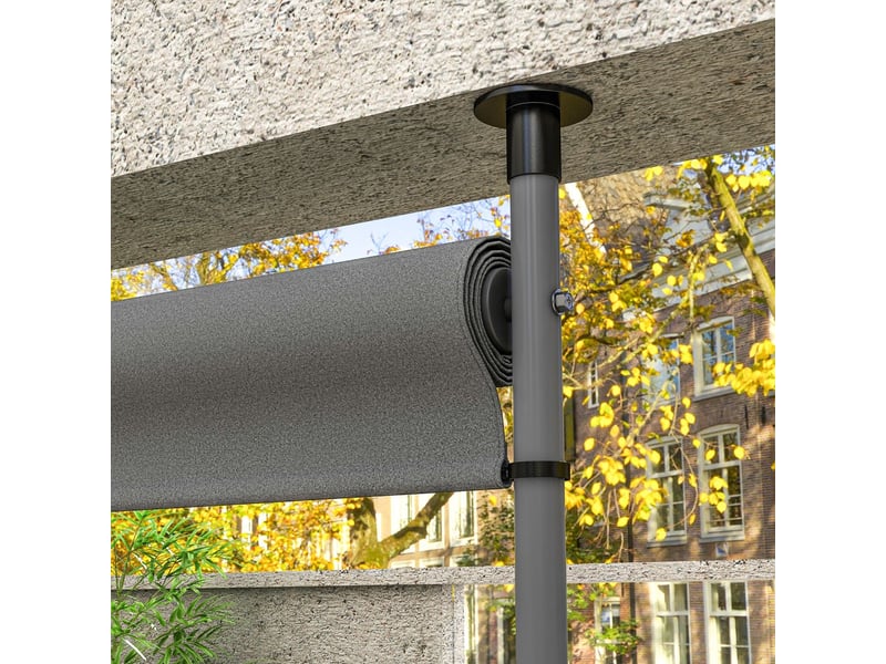  Parasol 150x220x310, avec manivelle parasol, polyester résistant aux intempéries, gris foncé, brise-vue balcon  - Conforama D