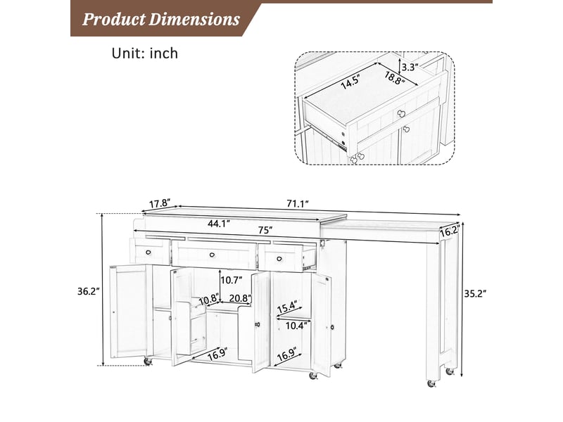 Îlot de cuisine, 137x45,2x92 cm, bicolore cao-KL000015AAK-conf-NEW - Conforama D