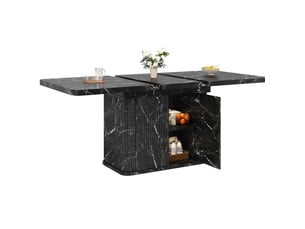 Table à manger extensible avec rangement 140-180x80x76,5 cm effet marbre noir