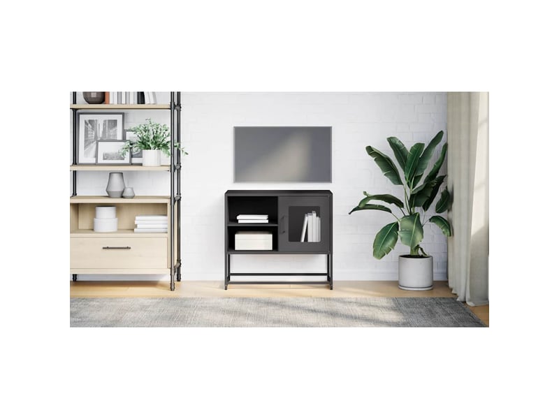  Meuble tv - banc tv - meuble de rangement noir 68x39x60,5 cm acier  - Conforama C