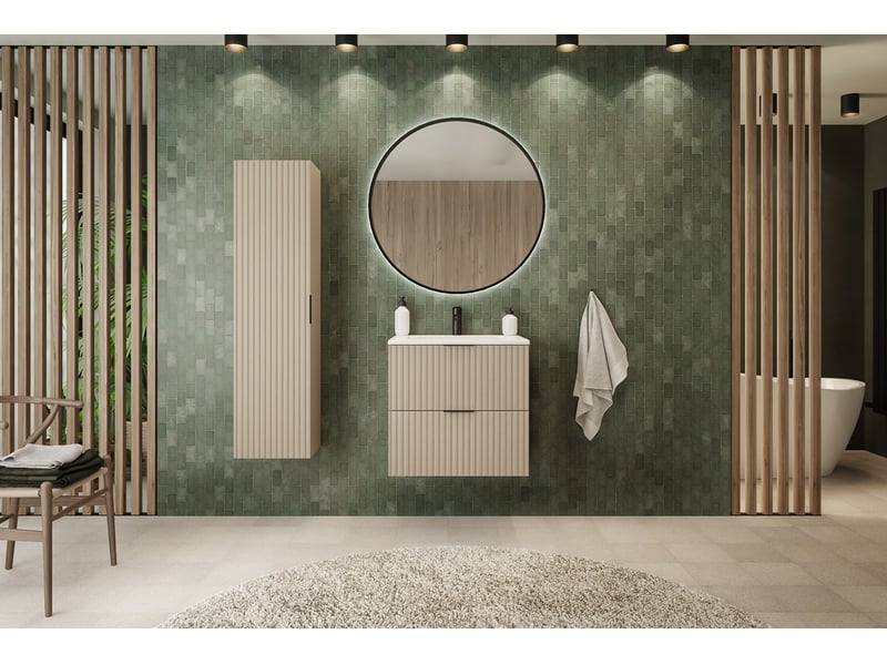  Meuble suspendu sous lavabo flow cachemire 60 cm  - Conforama W