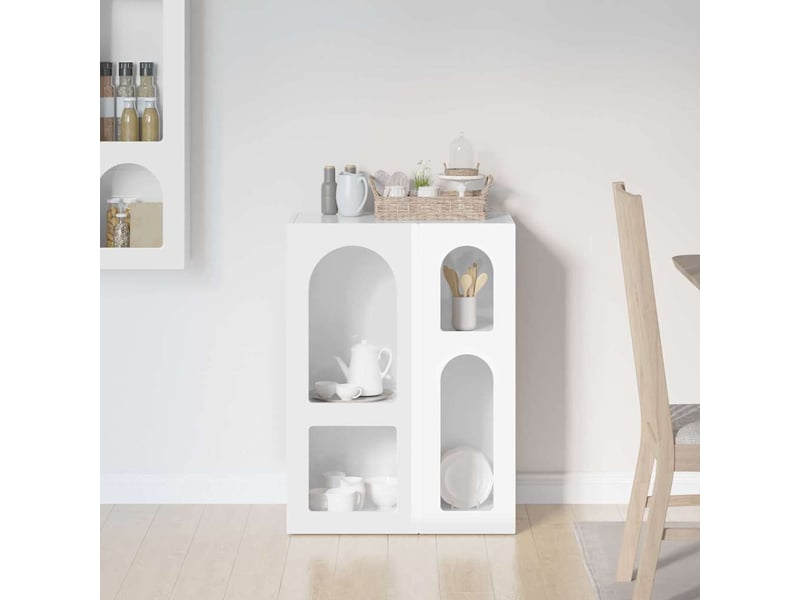  Buffet - bahut - meuble de rangement elst blanc brillant 59 x 35 x 80,5 cm bois d'ingénierie  - Conforama D