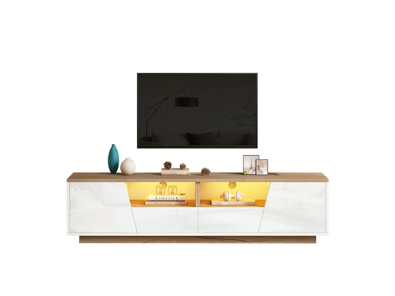  Meuble tv 180x40x46,housse vetementmeuble tv led,meuble tv bois ,led contrôlée par application mobile, 2 compartiments de rangement  - Conforama A