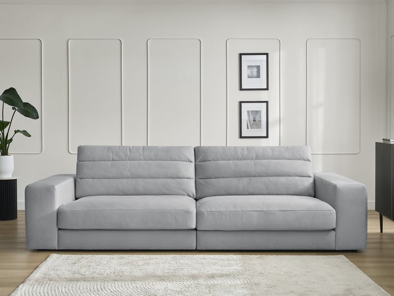  Bobochic canapé droit fixe 3 places sierra velours gris clair SIERRA - Conforama D