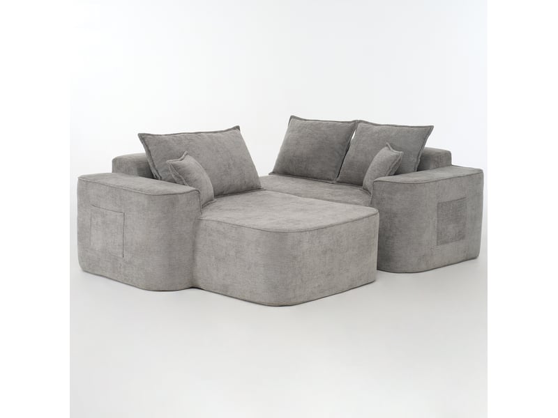  Canapé d'angle modulaire modenvie 4 places en chenille gris 262 x 144 x 65 cm  - Conforama A