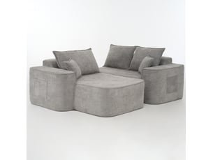 Canapé d'angle modulaire modenvie 4 places en chenille gris 262 x 144 x 65 cm