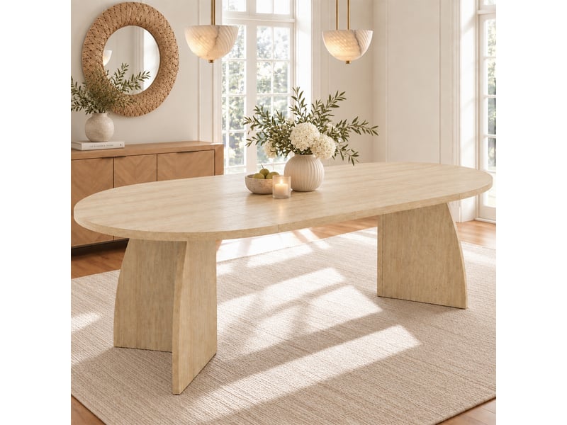 Table à manger extensible 100140180x100 cm - extensible - 4–8 personnes - effet travertin - mdf - marron - Conforama B