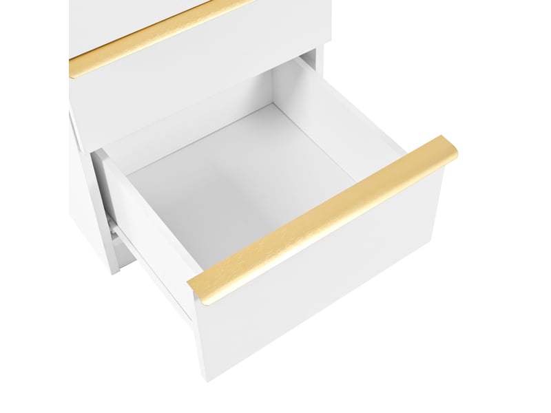 Coiffeuse moderne 102x99x41,5 cm avec miroir led dimmable, 6 tiroirs et poignées dorées, panneau de particules, blanc  - Conforama R