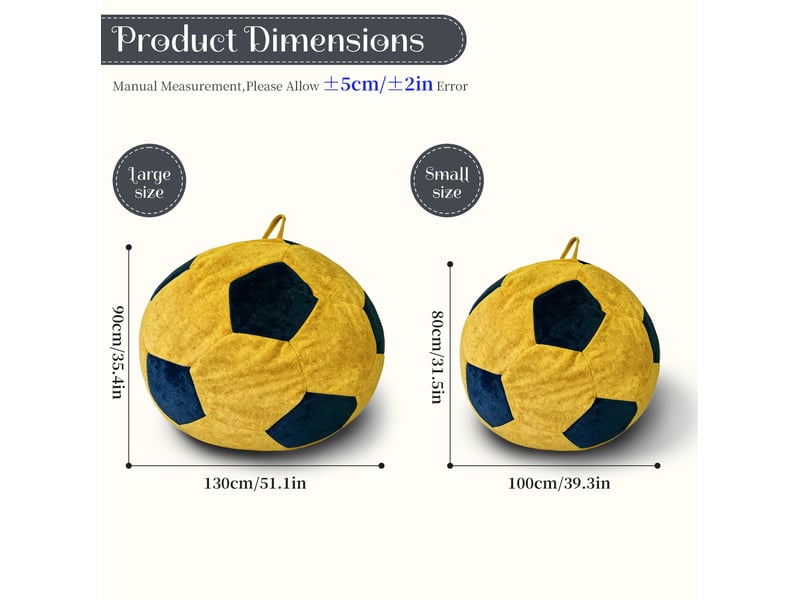  Fauteuil pouf ballon de football bleu et jaune – tissu flanelle, assise relaxante adulte et adolescent  - Conforama C