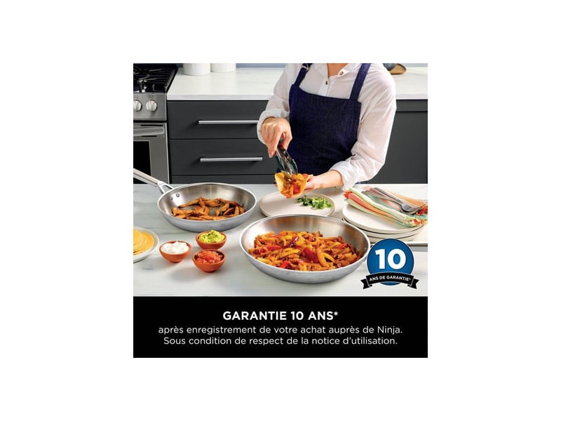  Casserole inox 22 cm 3 plis compatible induction avec couvercle NIN0622356338899 - Conforama E
