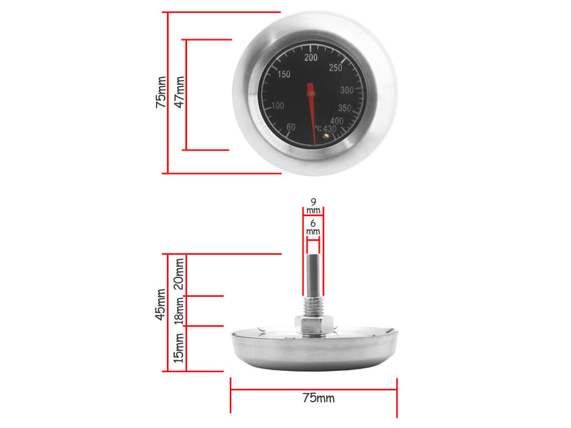  Thermomètre de barbecue en acier inoxydable – ø 7,5 cm, 10-400°c  - Conforama B