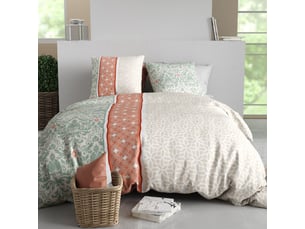 Parure housse de couette 260x240cm + 2 taies motif arabesques multicolore 100% coton - evaele