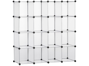 Étagère modulable 16 cubes 125 x 32 x 125 cm – blanc – rangement diy pour chambre enfant et salon