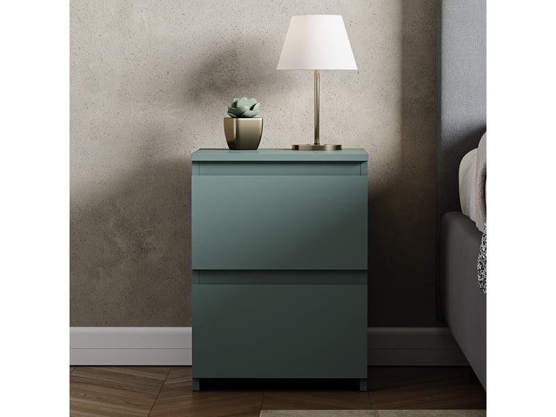  Table de chevet denver, commode de nuit, chambre, rangement, grand, 2 tiroirs, vert 3332034 - Conforama C