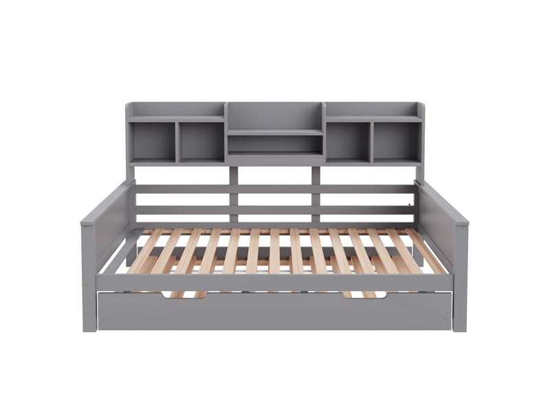  Lit gigogne 90x200, gain d'espace canapé gigogne, rangement intégré, couchage d'appoint, structure bois massif  - Conforama A