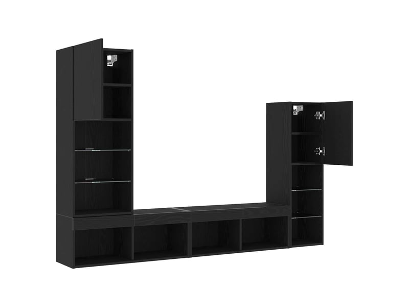  Meuble tv mural moderne avec étagères style épuré 190,5 x 30 x 132 cm en bois d'ingénierie chêne noir 02_0055929  - Conforama D