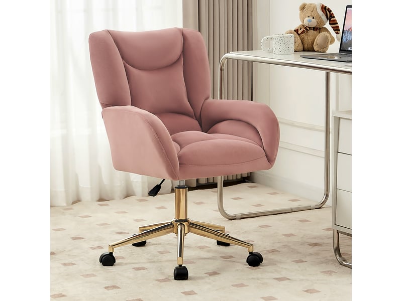  Fauteuil de bureau rose assise réglable en hauteur velours chaise de bureau rose - Conforama D