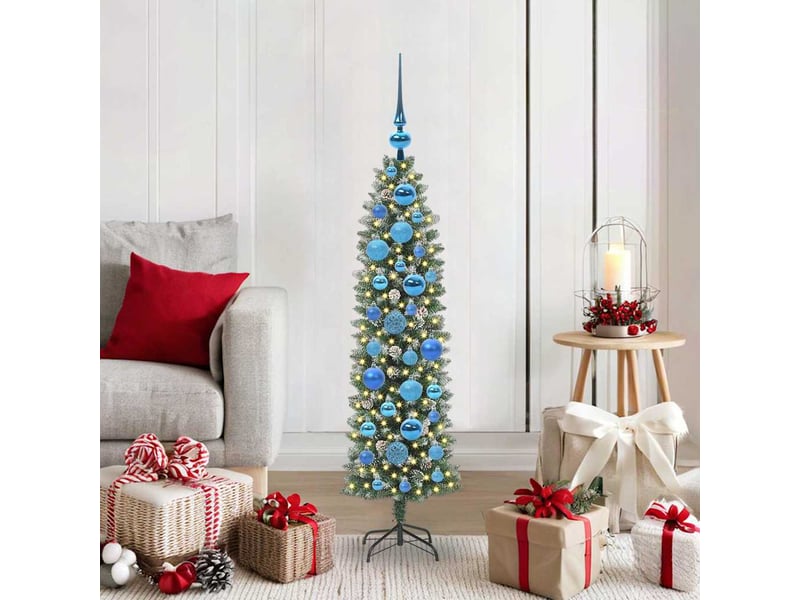  Sapin de noël, arbre de noël artificiel slim vert et blanc 120 cm shl6424  - Conforama B