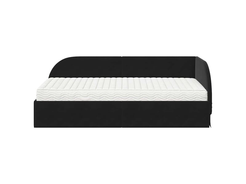 Lit adulte, lit simple, cadre de lit d'angle avec matelas 2 pc noir velours cf6475 - Conforama E