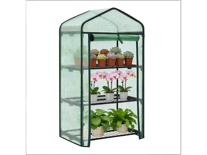  Serre de jardin extérieure avec porte enroulable, serre de terrasse  - Conforama A