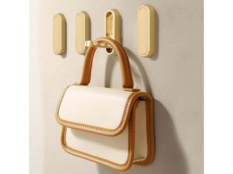  Un ensemble de 4 crochets muraux pliables pour suspendre manteaux, serviettes, cintres, chapeaux et sacs à dos (or, jaune LJY2613FXN - Conforama B