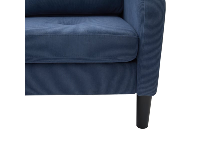  Canapé d'angle en l modulable, canapé 3 places velours côtelé bleu avec méridienne réversible, adapté aux petits espaces, 166x118x77 cm.  - Conforama W
