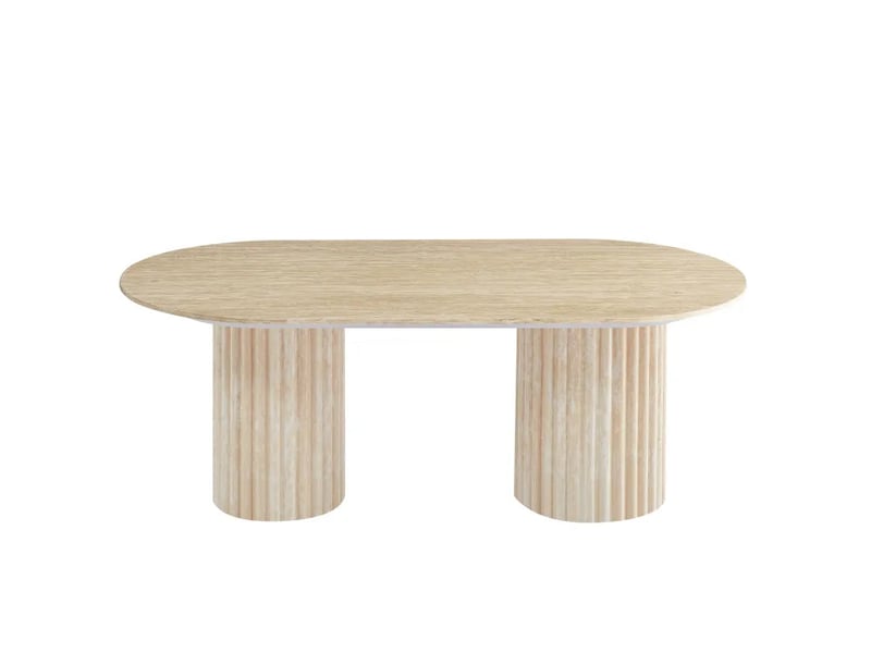  Table basse ovale céramique travertin brillant 120x60 cm – keysha  - Conforama C