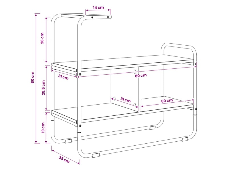  Vidaxl table console chêne sonoma 80 x 35 x 75 cm bois d'ingénierie  - Conforama C