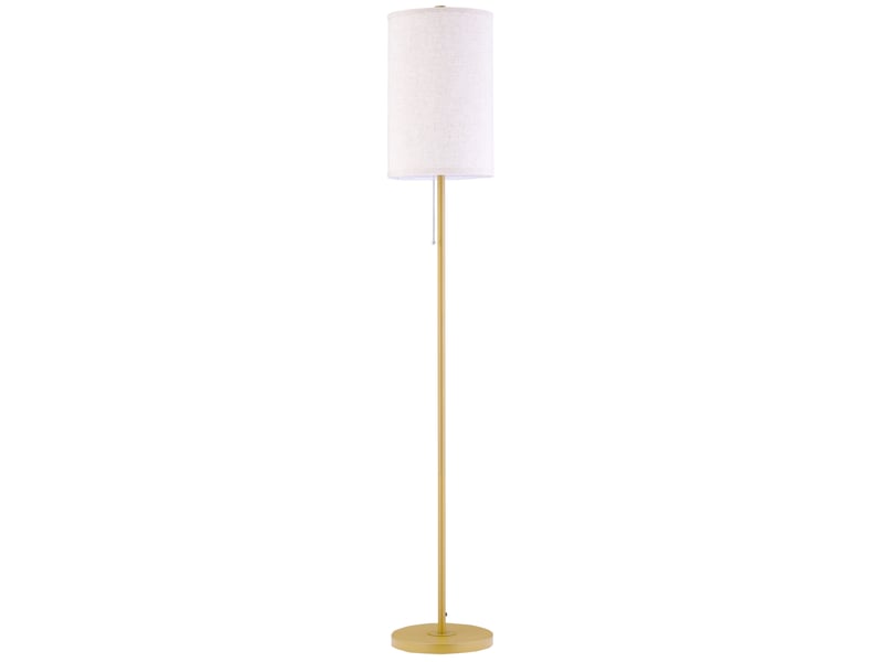  Lampe sur pied - abat-jour en lin - interrupteur à chaîne - support en acier - douille e27 - dimensions 25.5x25.5x157cm - Conforama A