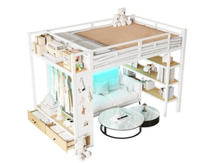 Lit mezzanine 140x200 cm <strong>HAVRYA</strong>  <strong></strong> coloris blanc