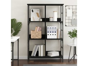 Étagère 4 niveaux, étagère de rangement 78,5 x 33 x 117,5 cm métal pb chêne noir