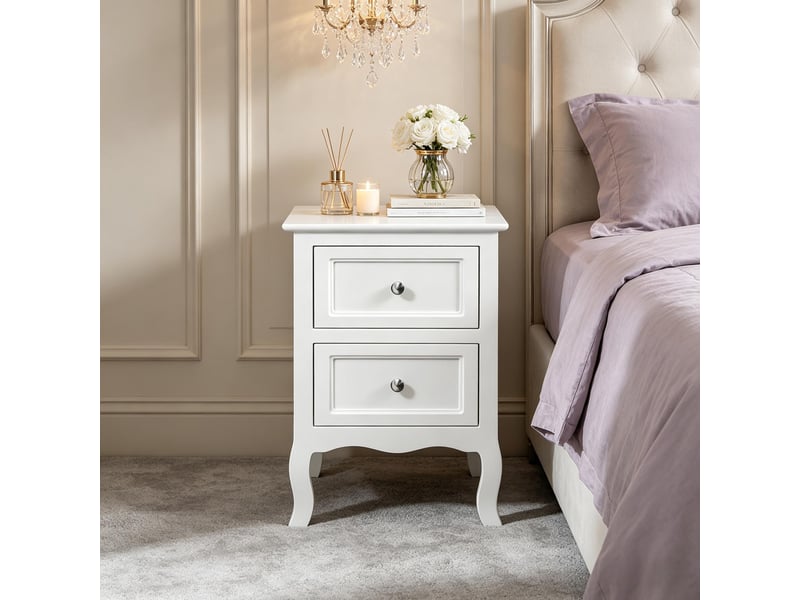  Petit meuble de séjour - avec rangement - avec tiroirs - design moderne - structure robuste - panneau de fibres de densité moyennemétal - blanc 30x40x60cm - Conforama A