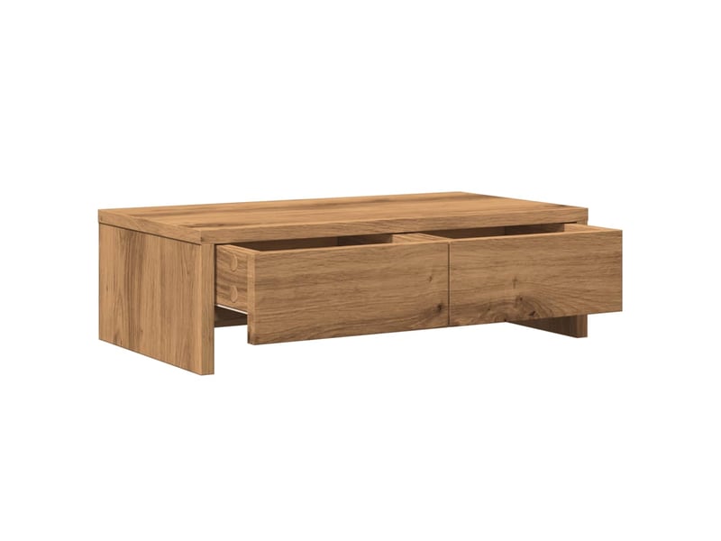  Support de moniteur table meuble bureau et tiroirs artisanal bois ingénierie marron 02_0044963  - Conforama C